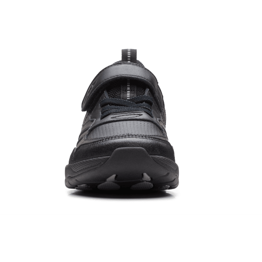 Clarks Boys School Shoe Clowder Sprint K Black Leather - Donaghys