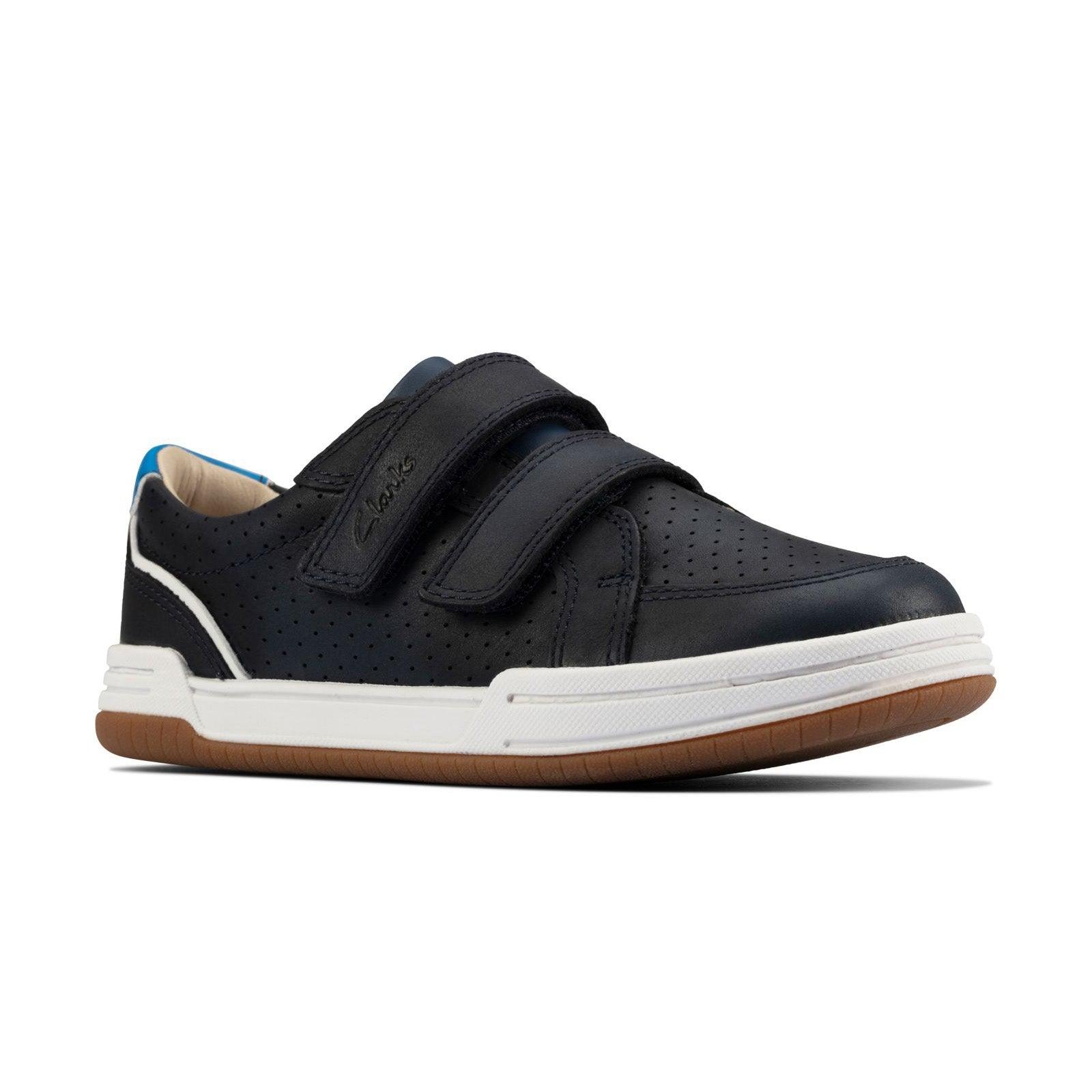 Clarks Boys Shoe Fawn Solo T Navy Leather - Donaghys