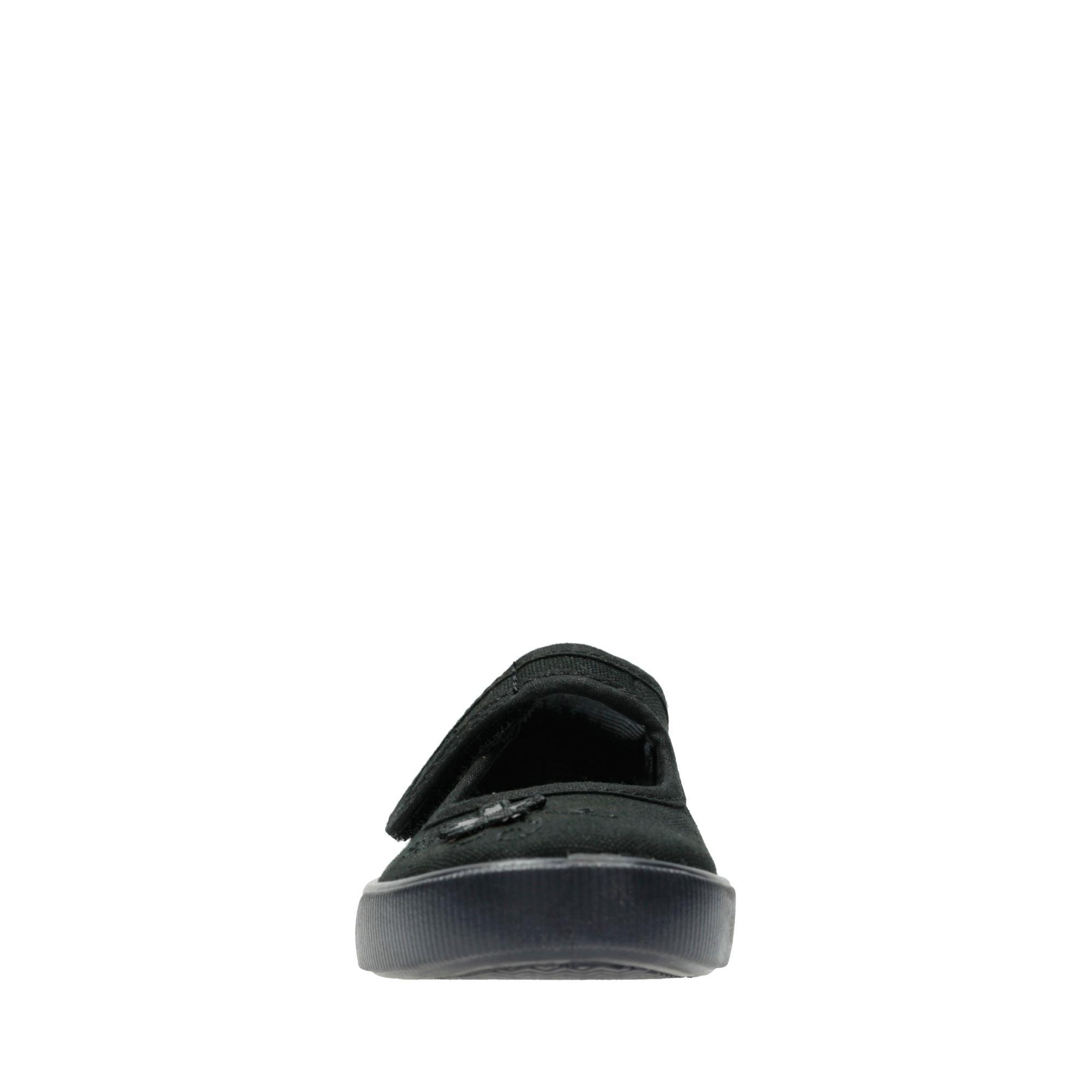 Clarks Girls Plimsole Hopper Go Black Fabric - Donaghys