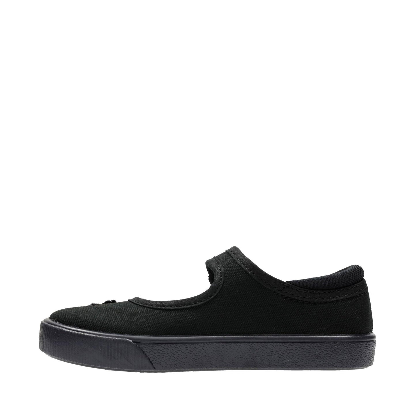 Clarks Girls Plimsole Hopper Go Black Fabric - Donaghys
