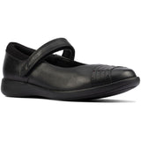 Clarks Girls School Shoe Etch Beam K Black Leather - Donaghys