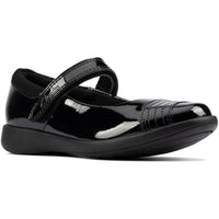 Clarks Girls School Shoe Etch Beam K Black Patent - Donaghys