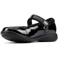 Clarks Girls School Shoe Etch Beam K Black Patent - Donaghys