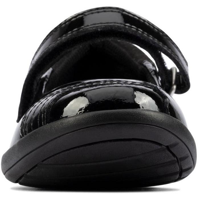 Clarks Girls School Shoe Etch Beam K Black Patent - Donaghys