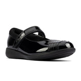 Clarks Girls School Shoe Etch Beam T Black Patent - Donaghys