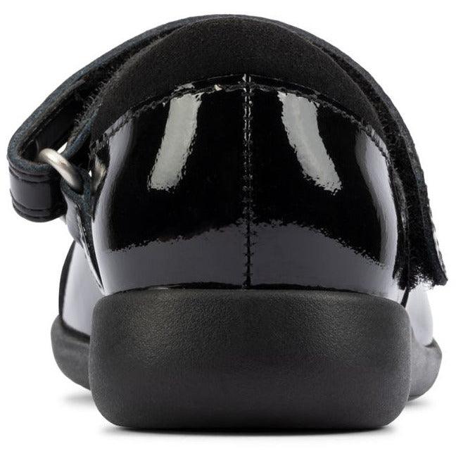 Clarks Girls School Shoe Etch Beam T Black Patent - Donaghys