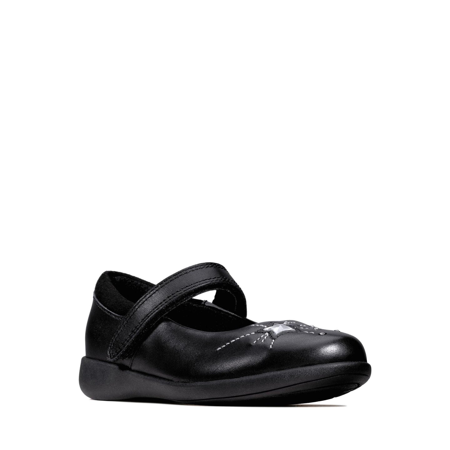Clarks Girls School Shoe Etch Spark T Black Leather - Donaghys
