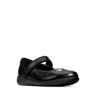 Clarks Girls School Shoe Etch Spark T Black Leather - Donaghys