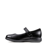 Clarks Girls School Shoe Etch Spark T Black Leather - Donaghys