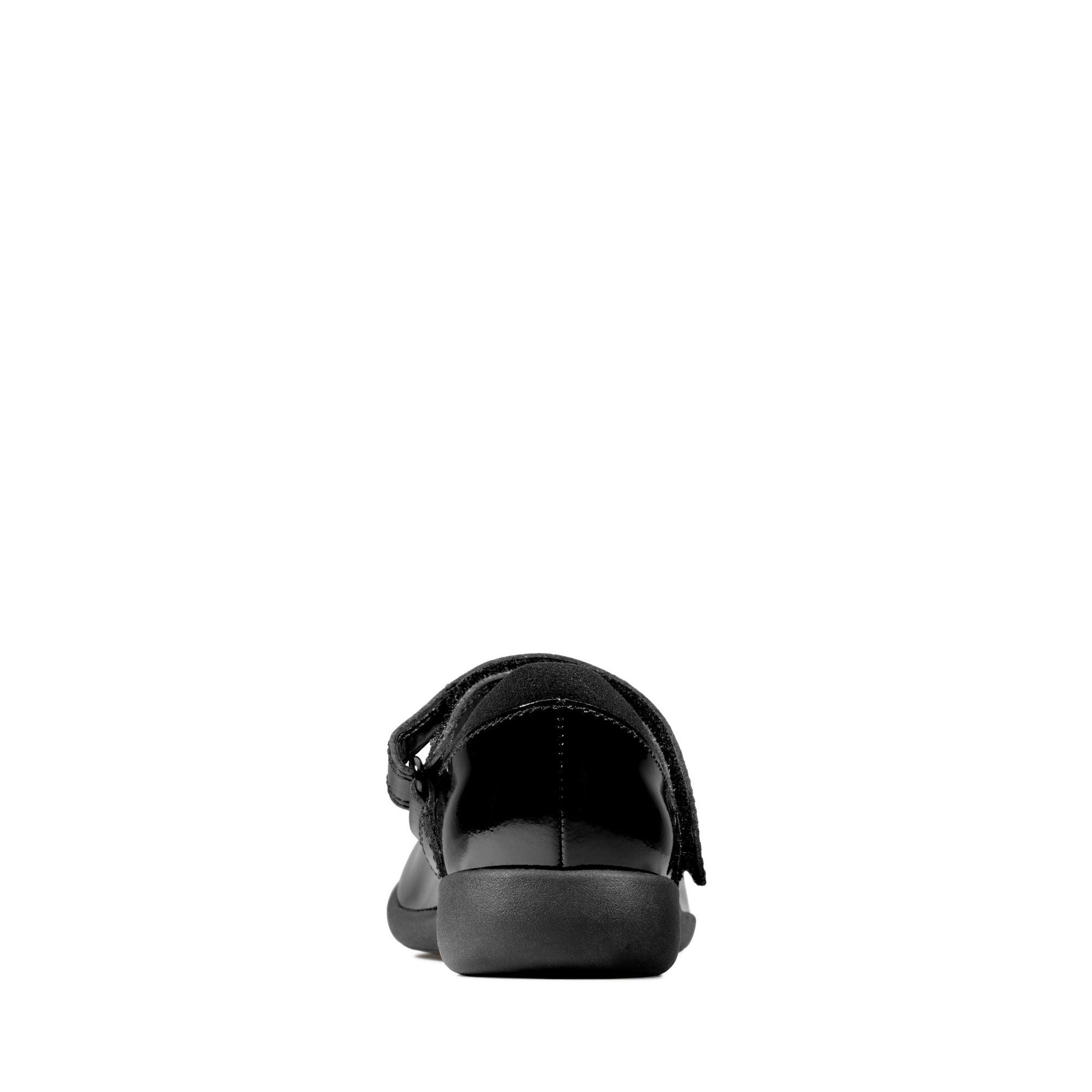 Clarks Girls School Shoe Etch Spark T Black Patent - Donaghys