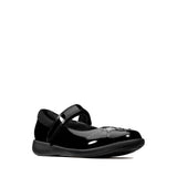 Clarks Girls School Shoe Etch Spark T Black Patent - Donaghys
