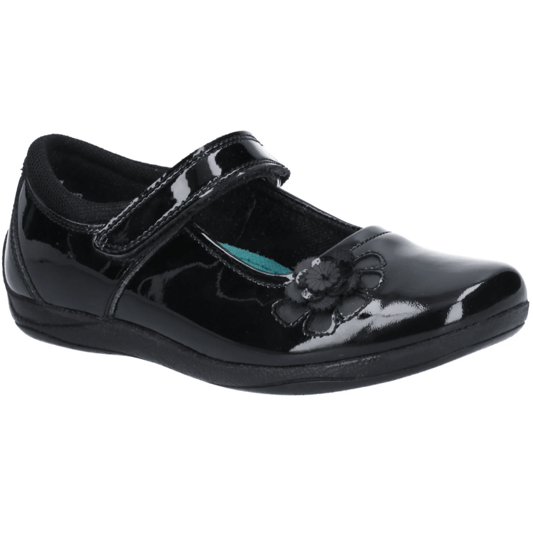 Hush Puppies Girls School Shoe Jessica Jnr Black Patent - Donaghys