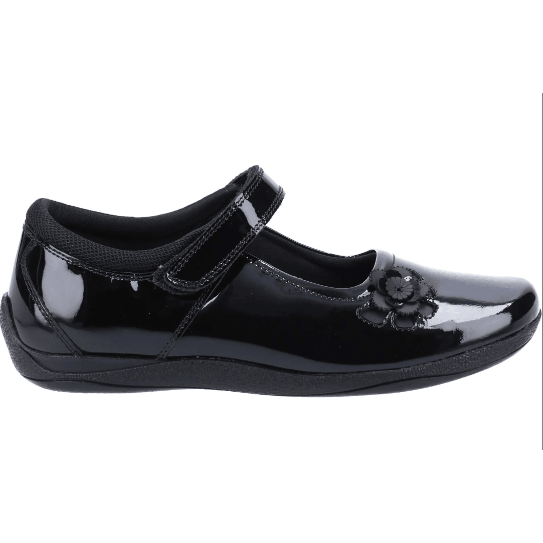 Hush Puppies Girls School Shoe Jessica Snr Black Patent - Donaghys