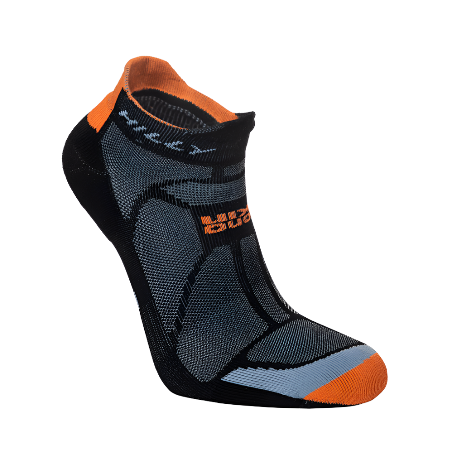 Hilly men's black and orange marl Marathon Fresh anklet running socks