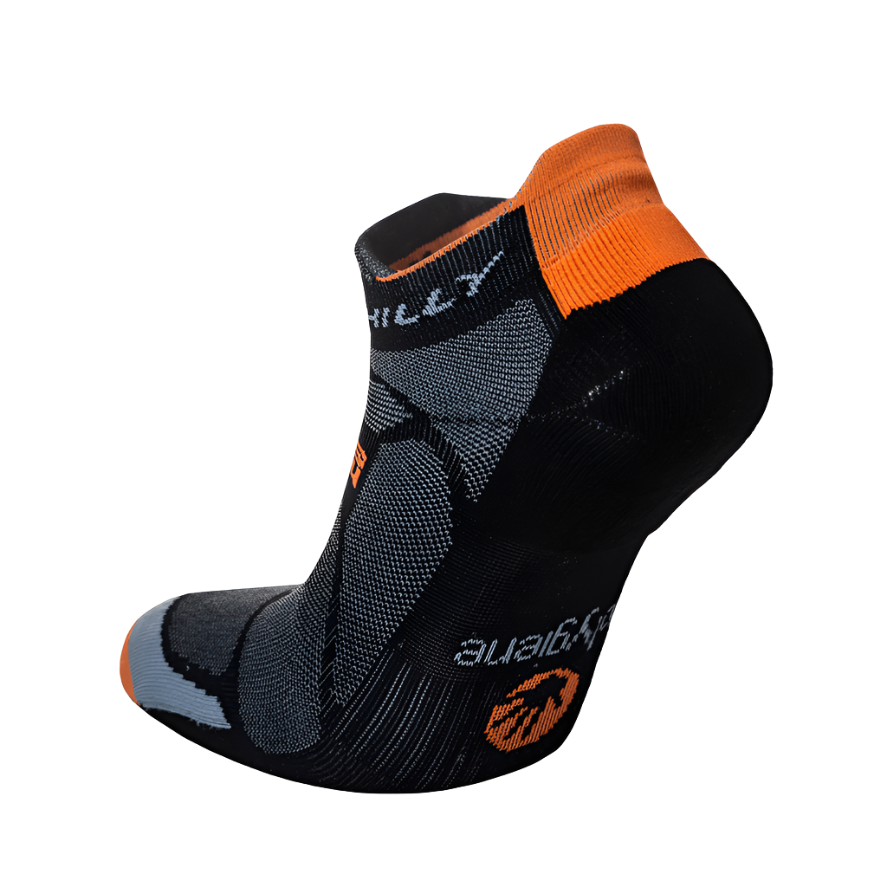 Hilly men's black and orange marl Marathon Fresh anklet running socks