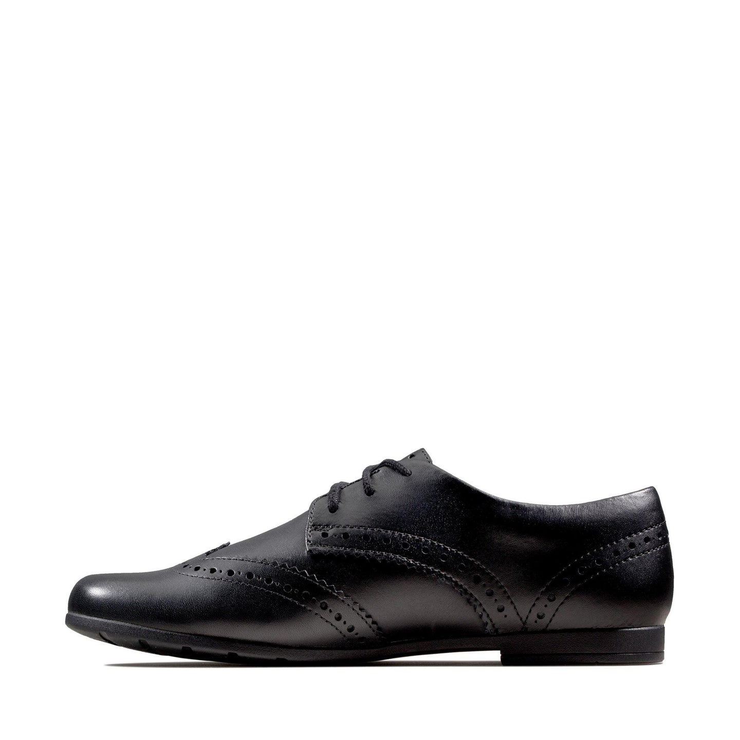 Clarks Girls School Shoe Scala Lace Y Black Leather - Donaghys
