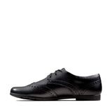 Clarks Girls School Shoe Scala Lace Y Black Leather - Donaghys