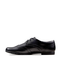 Clarks Girls School Shoe Scala Lace Y Black Leather - Donaghys