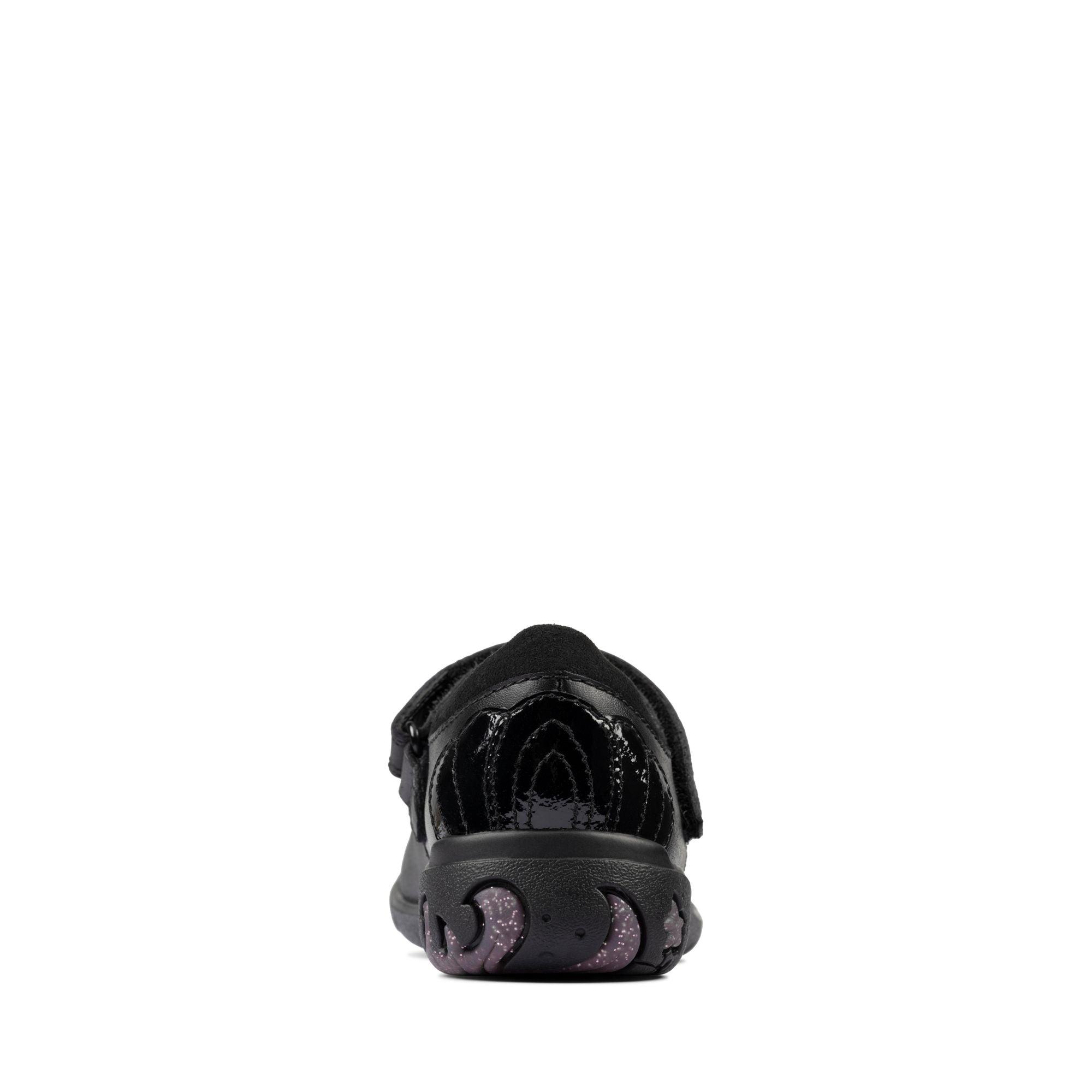 Clarks Girls School Shoe Sea Shimmer T Black Leather - Donaghys