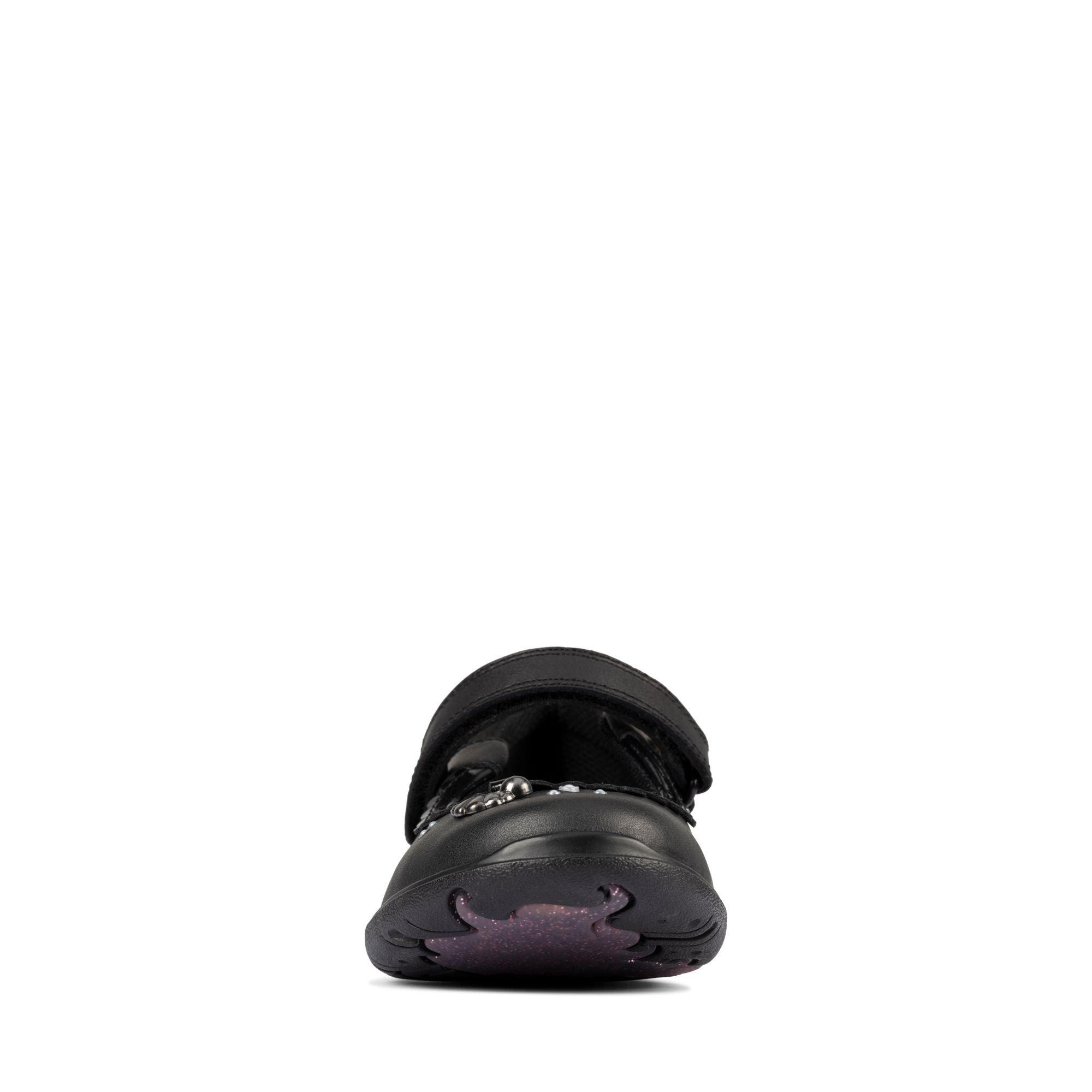 Clarks Girls School Shoe Sea Shimmer T Black Leather - Donaghys