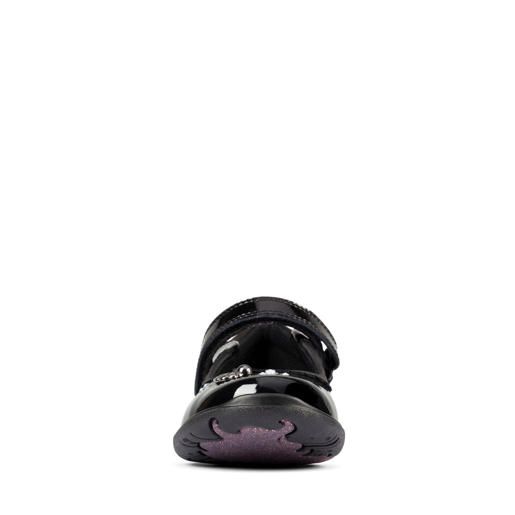 Clarks Girls School Shoe Sea Shimmer T Black Patent - Donaghys