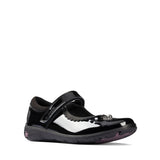 Clarks Girls School Shoe Sea Shimmer T Black Patent - Donaghys