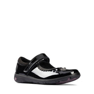 Clarks Girls School Shoe Sea Shimmer T Black Patent - Donaghys