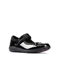Clarks Girls School Shoe Sea Shimmer T Black Patent - Donaghys