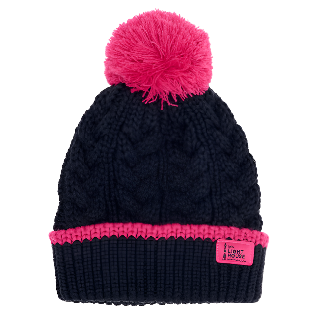 Bright pink bobble hat hotsell